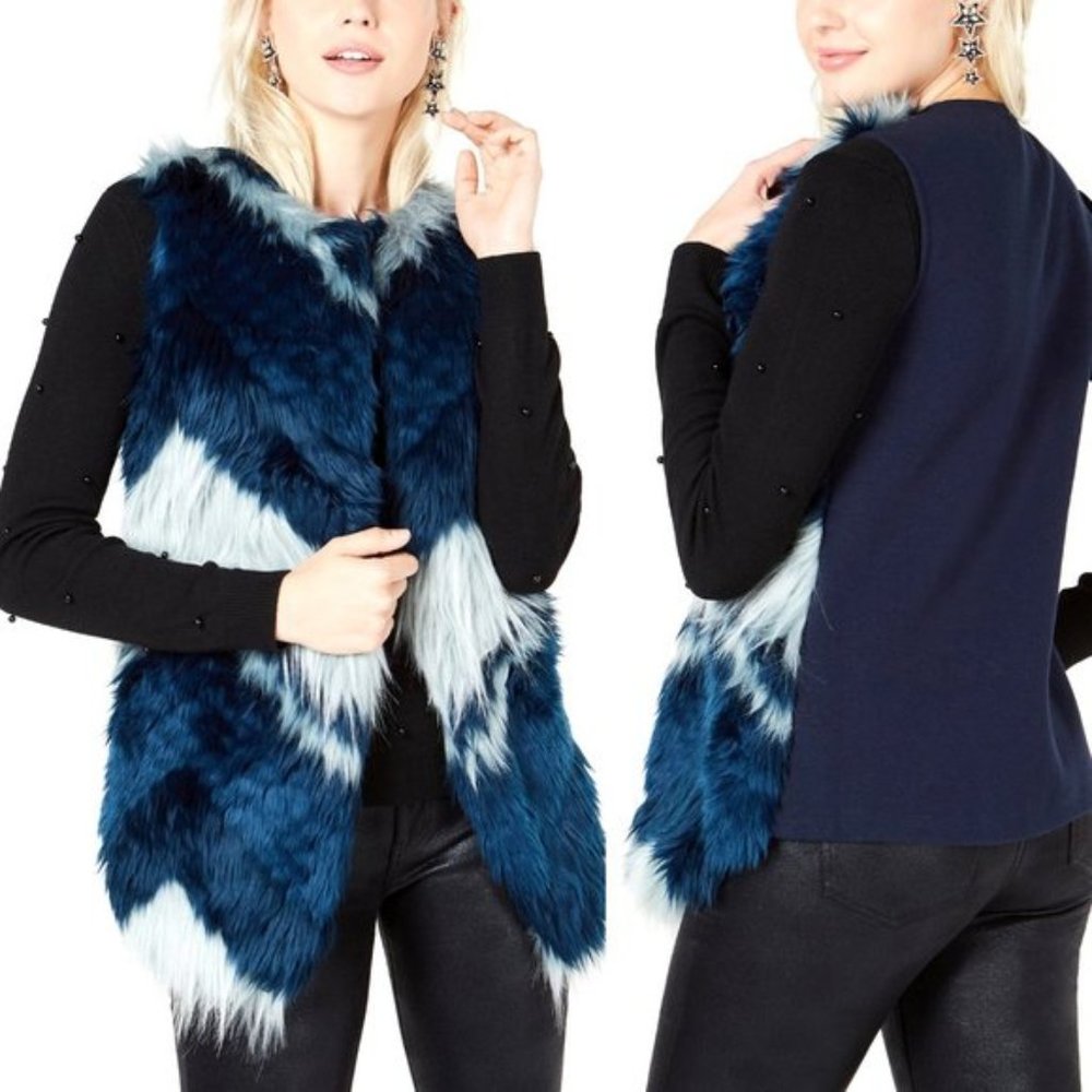 Bar III Faux-Fur Patchwork Vest NWT